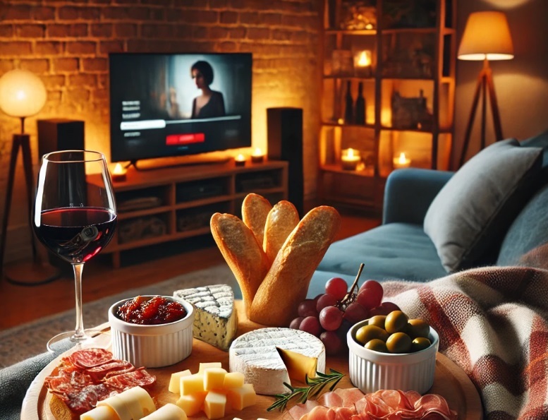 Apéro dînatoire : plateau gourmand et vin pour une soirée Netflix & chill